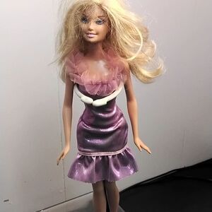 Mattel Barbie Doll with Pink and White Dress